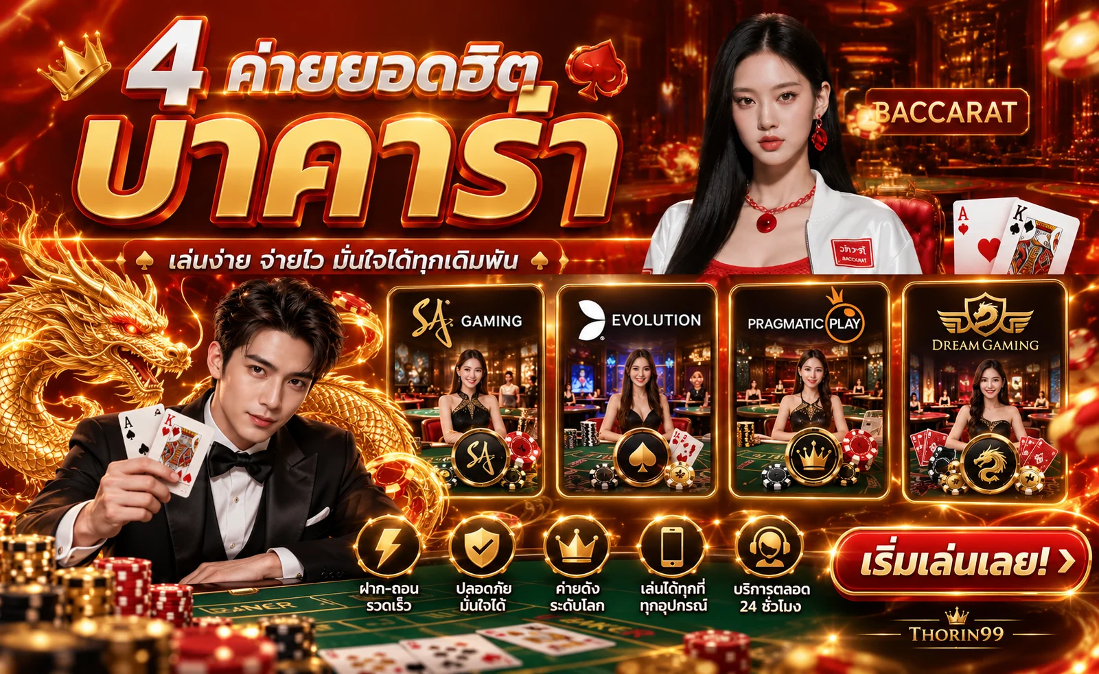 คาสิโนสด THORIN99 บาคาร่าและเกมโต๊ะ